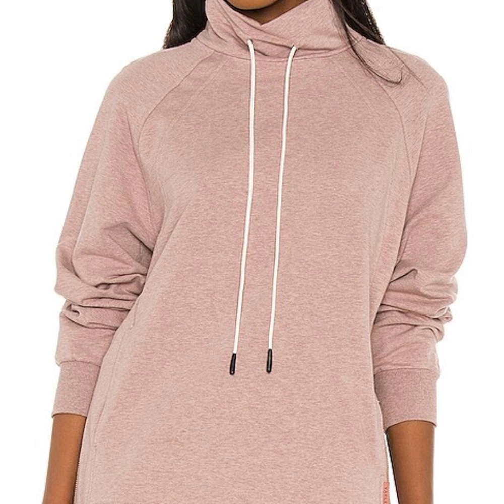 Varley Atlas Turtleneck Sweatshirt, Rose Color, Zipper Details, Sz Small